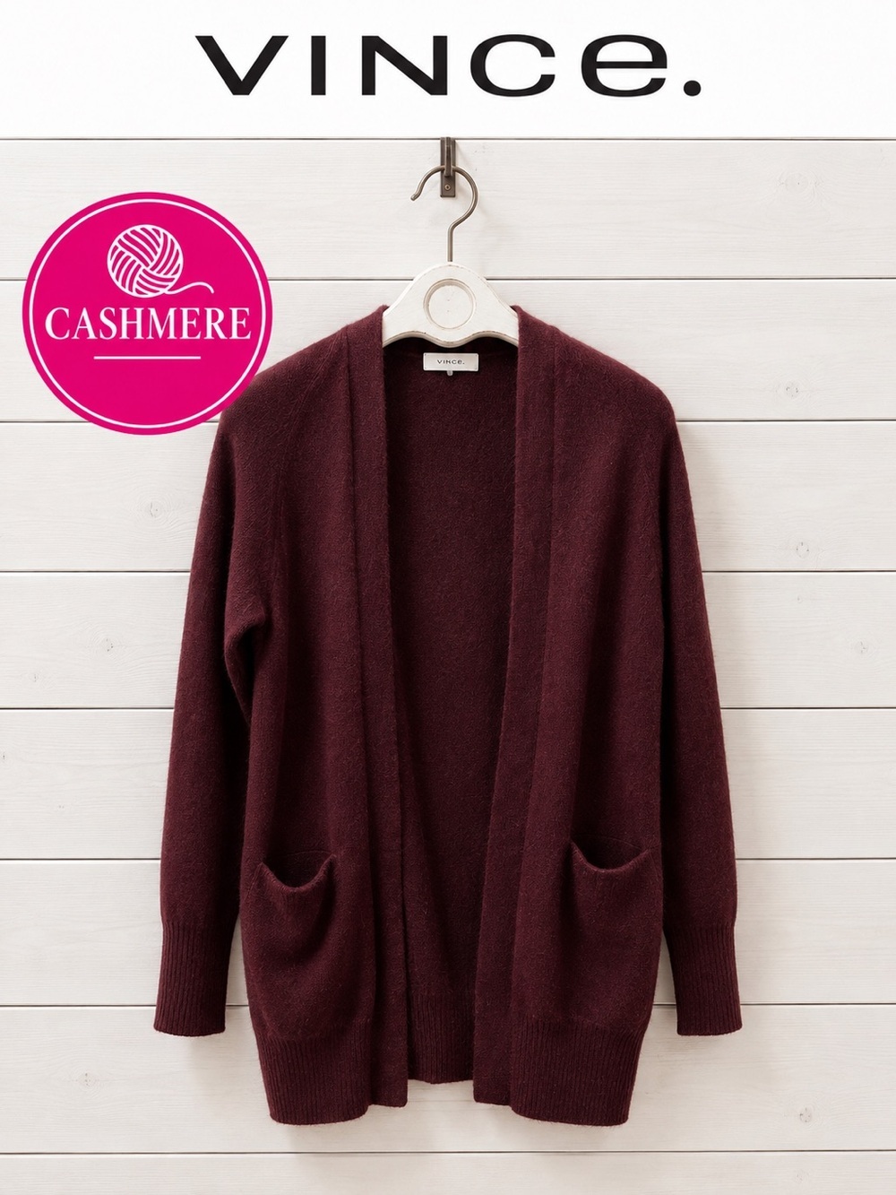 Vince 100% Cashmere Cardigan – Burgundy – Size XS